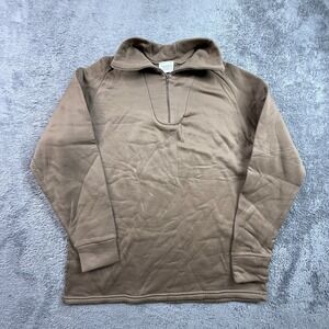 USGI Men's L Cold Weather Undershirt 1/4 Zip Brown Fleece Pullover Outdoor NWOT